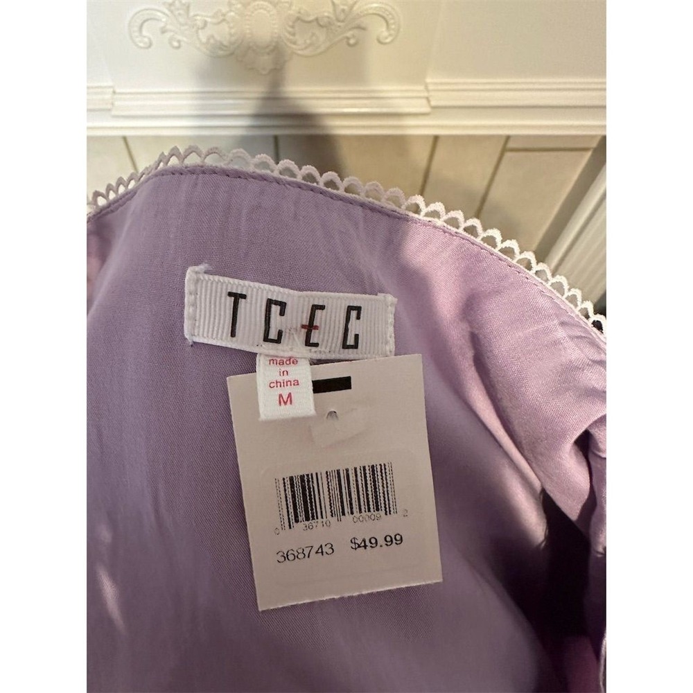 TCEC Mini Dress Women Medium Purple V-Neck Long Sleeve Ruffle Hem Casual NWT - Picture 2 of 7